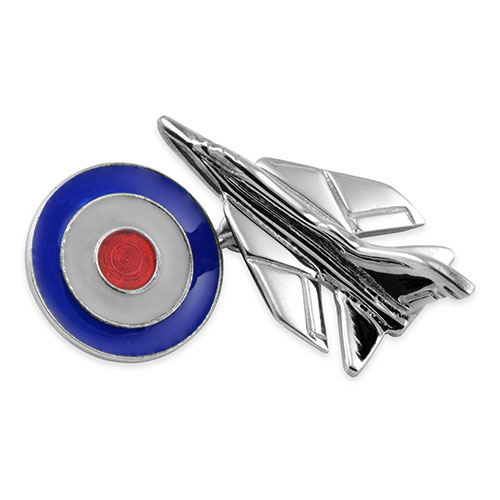 Sterling Silver Fighter Jet with RAF Roundel Cufflinks