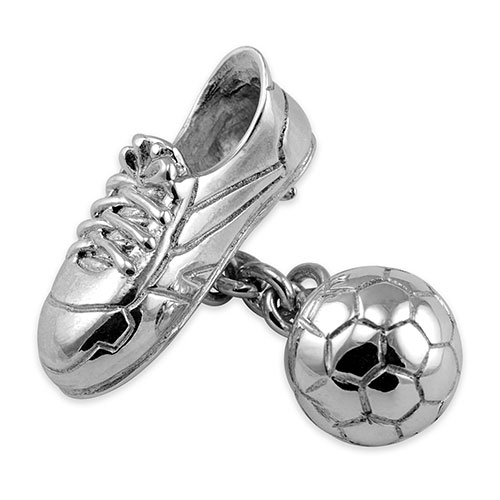 Sterling Silver Football & Boot Cufflinks with Chain Link