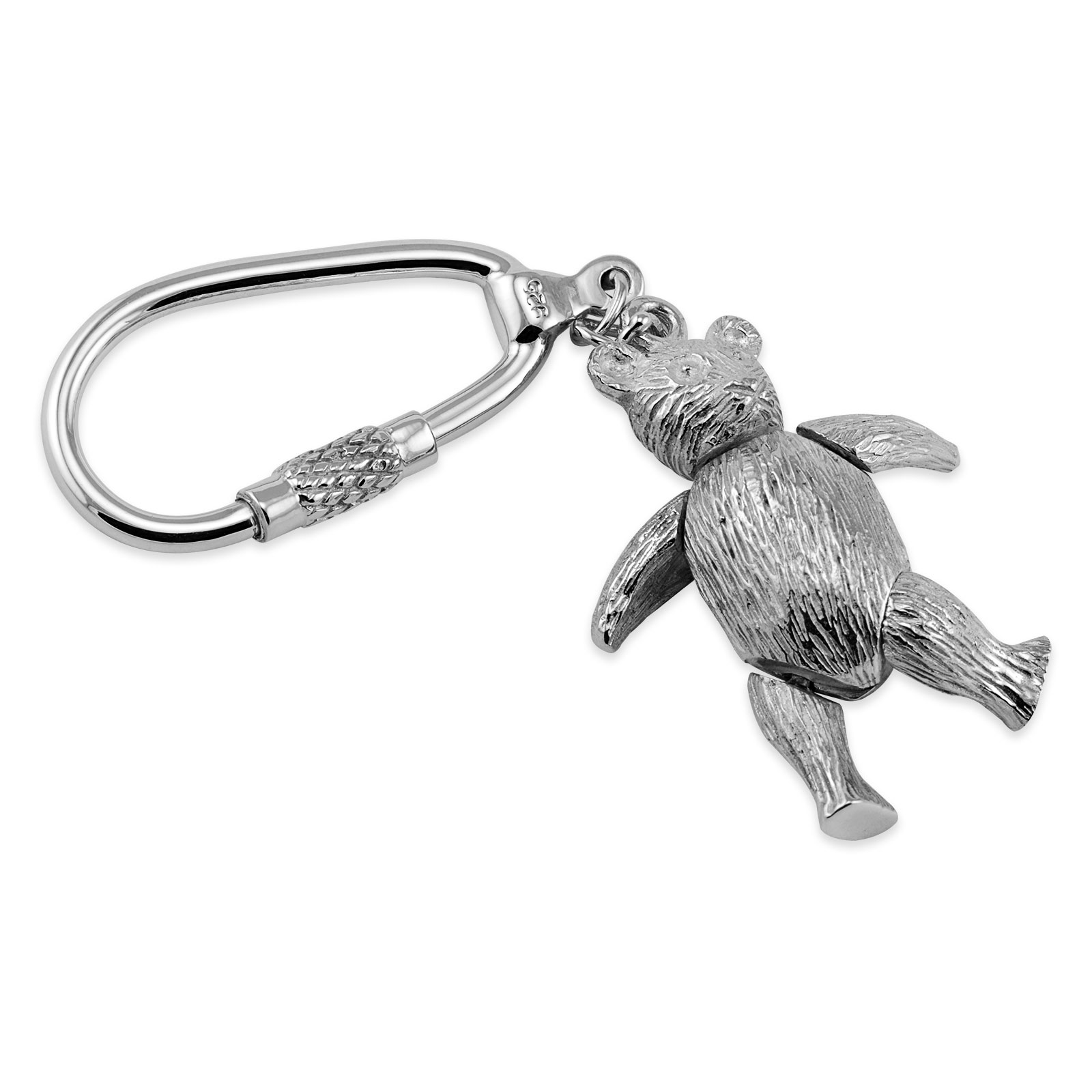 Sterling silver movable teddy bear keyring - Douglas Pell