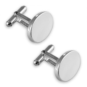 Sterling silver heavyweight plain oval cufflinks