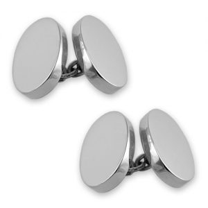 Sterling silver heavyweight  double-sided oval cufflinks