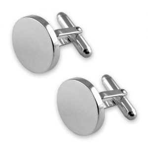 Sterling silver heavyweight plain round cufflinks