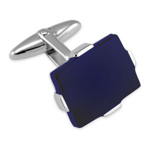 Sterling silver large Enhanced lapis rectangular cufflinks