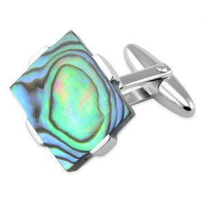 Sterling silver large oyster shell rectangular cufflinks