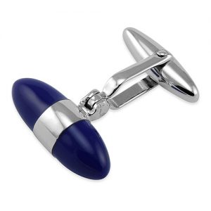 Sterling Silver Lapis Bullet Cufflinks