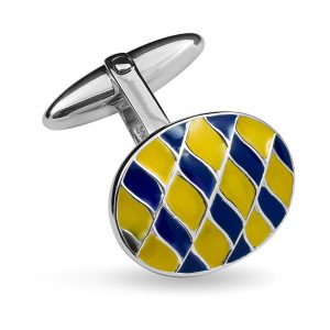 Sterling Silver Yellow & Blue Enamelled Cufflinks